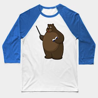 Bear as Teacher with Book & Pointer Baseball T-Shirt